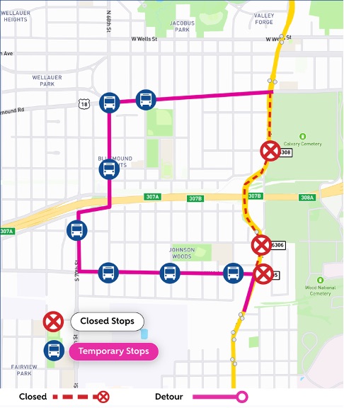 Map of route 69 I-94 related northbound detour.