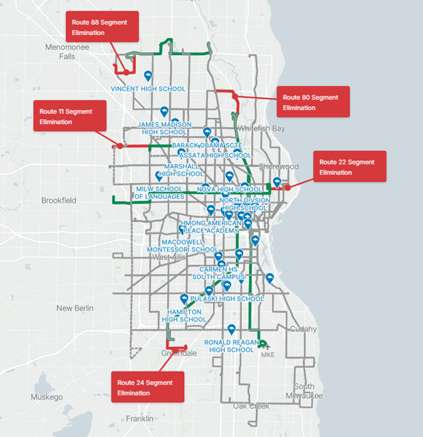 March 8 Service Changes Map - MPS Impacts