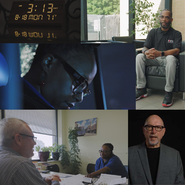 Images depicting operator training (time, drivers chatting, instructors, union representatives, etc)